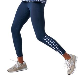 Navy Blue Checkered Women's Leggings